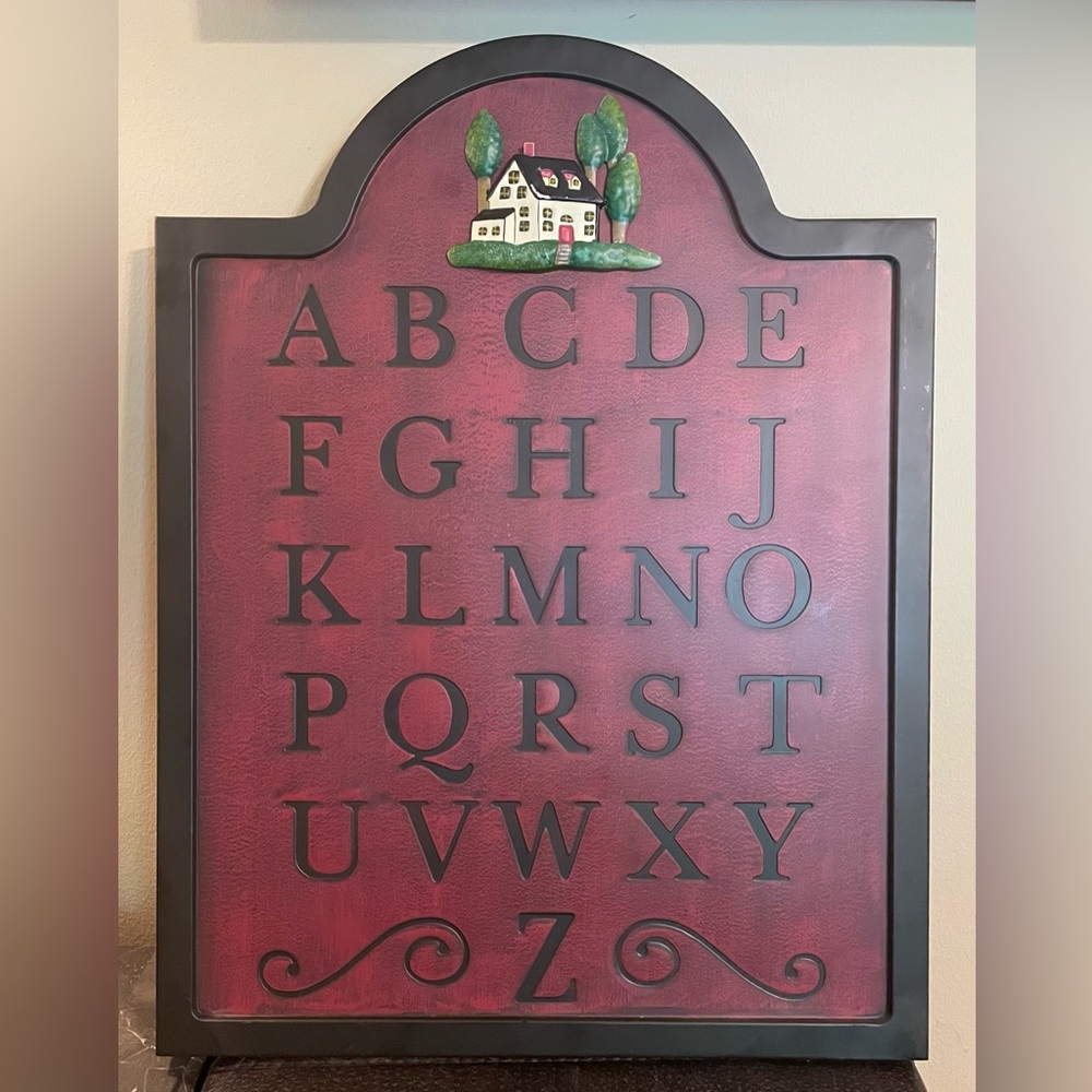 Home Interiors ~ Alphabet Wall Plaque ~ Metal ~ Deep Red & Black